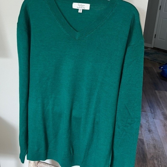 Turnbury  Merino‎ Wool Men's Green Vneck Pullover Sweater sz XL - Picture 1 of 8